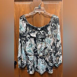 Maurices Black, Teal & Cream Paisley Scoop-Neck Blouse